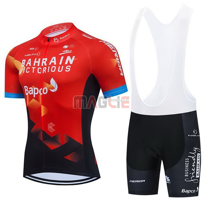 Maglia Bahrain Victorious Manica Corta 2021 Rosso